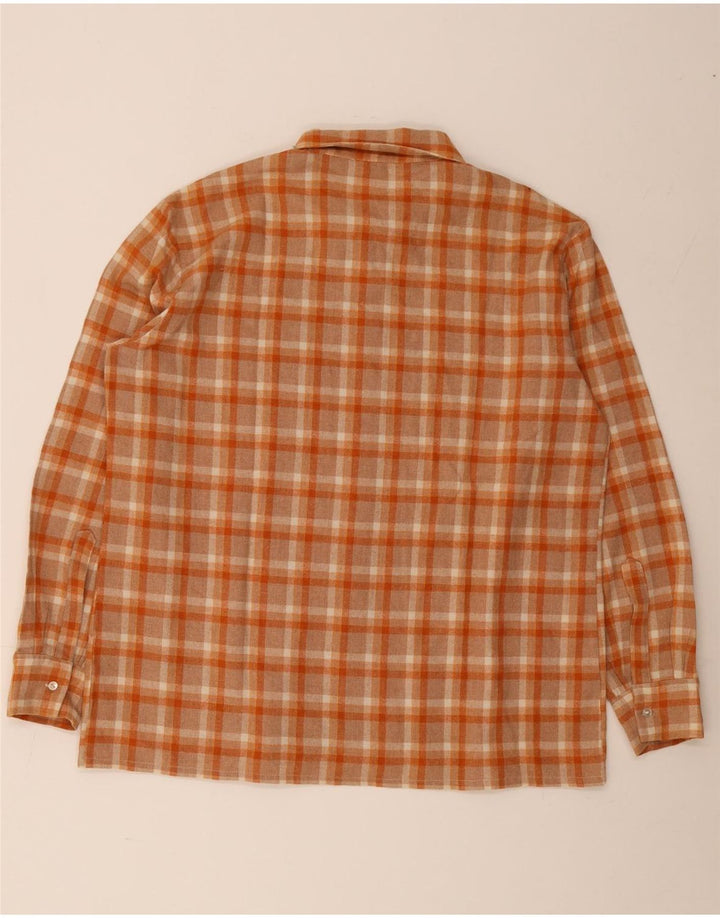 Vintage flannelskjorte til mænd, stor orange plaid polyester