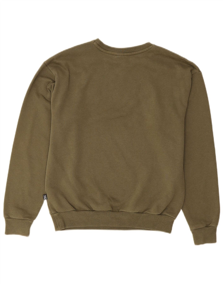 PUMA Womens Oversized Graphic Sweatshirt Jumper UK 8 Small Khaki Cotton