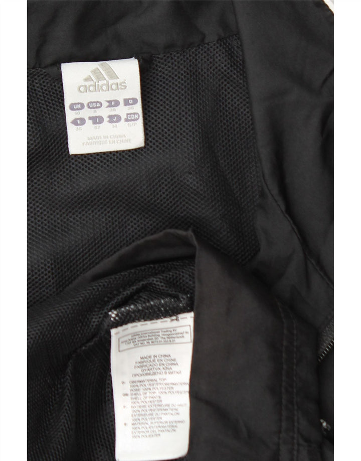 ADIDAS Womens Tracksuit Top Jacket UK 10 Small Black Polyester
