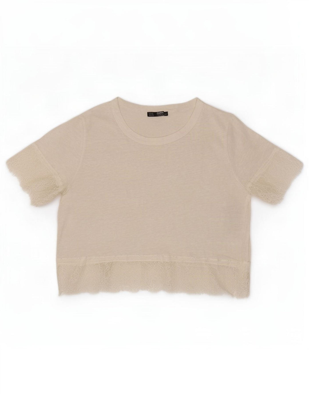Bluză Crop Top pentru femei Zara UK 12, in alb mediu