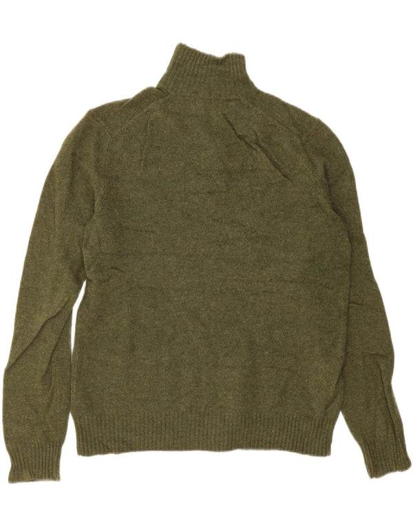 J. Crew Mens Zip Neck Jumper Sweater Medium Green Wool