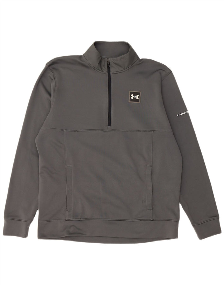 Under Armour Herre Zip Neck Sweatshirt Jumper Large Grå Polyester