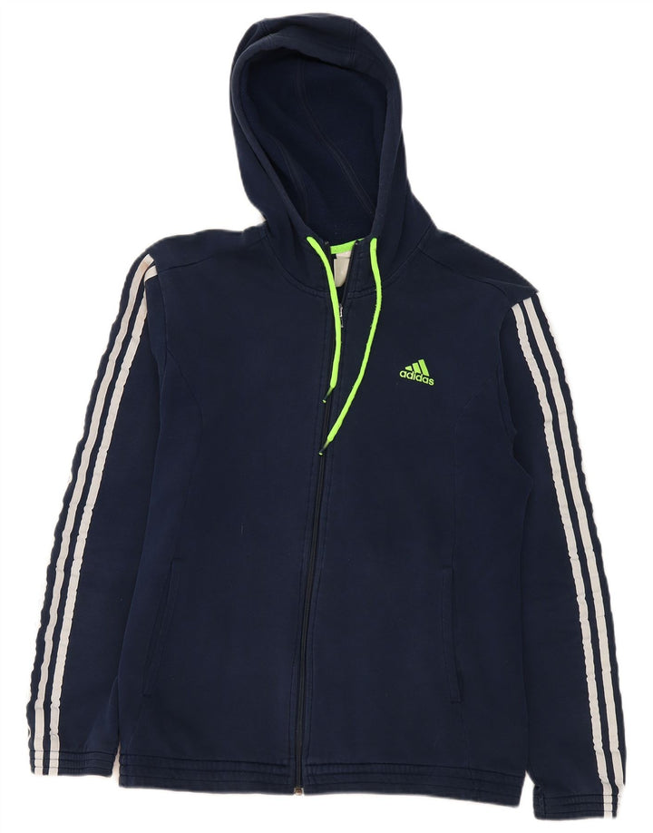 Adidas Mens Zip Hoodie Sweater Medium Navy Blue Cotton
