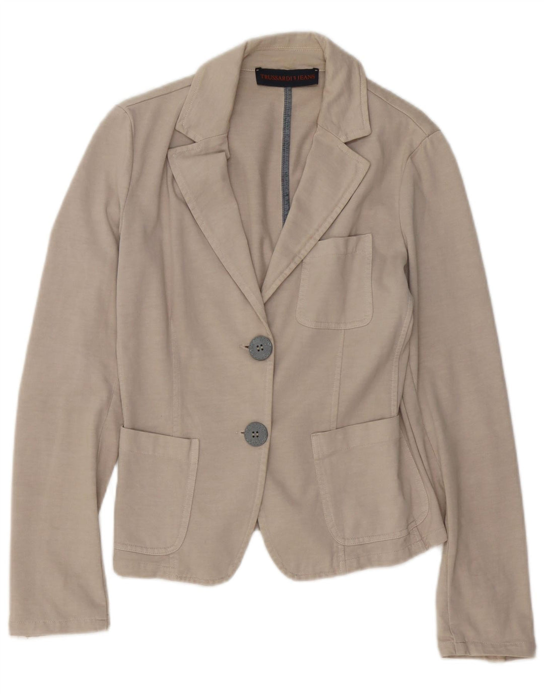 Giacca blazer a 2 bottoni da donna TRUSSARDI JEANS UK 12 Beige medio
