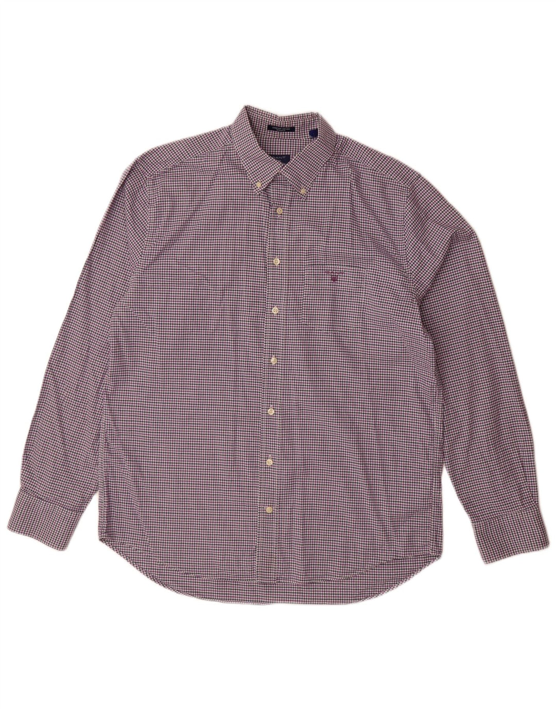 Gant Mens Regular Fit Shirt XL Purple Gingham Cotton