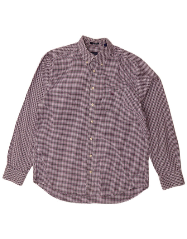 Gant Mens Regular Fit Shirt XL Purple Gingham Cotton