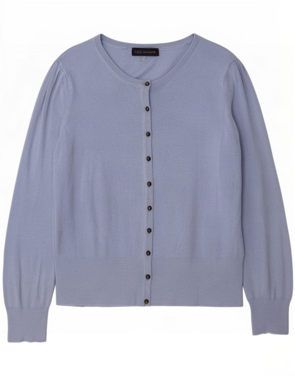 Marks & Spencer Womens Cardigan Sweater UK 14 Large Blue Viscose