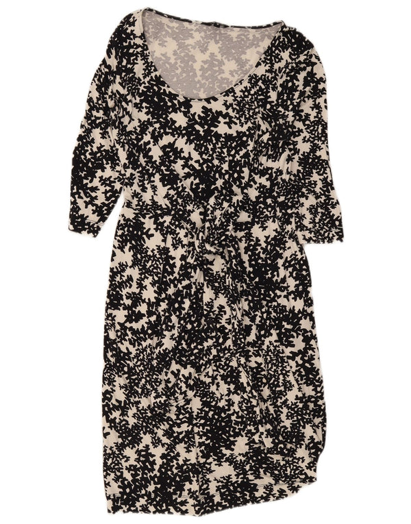 Hobbs 3/4 ærmer basiskjole til kvinder UK 10 Small Black Floral Viscose