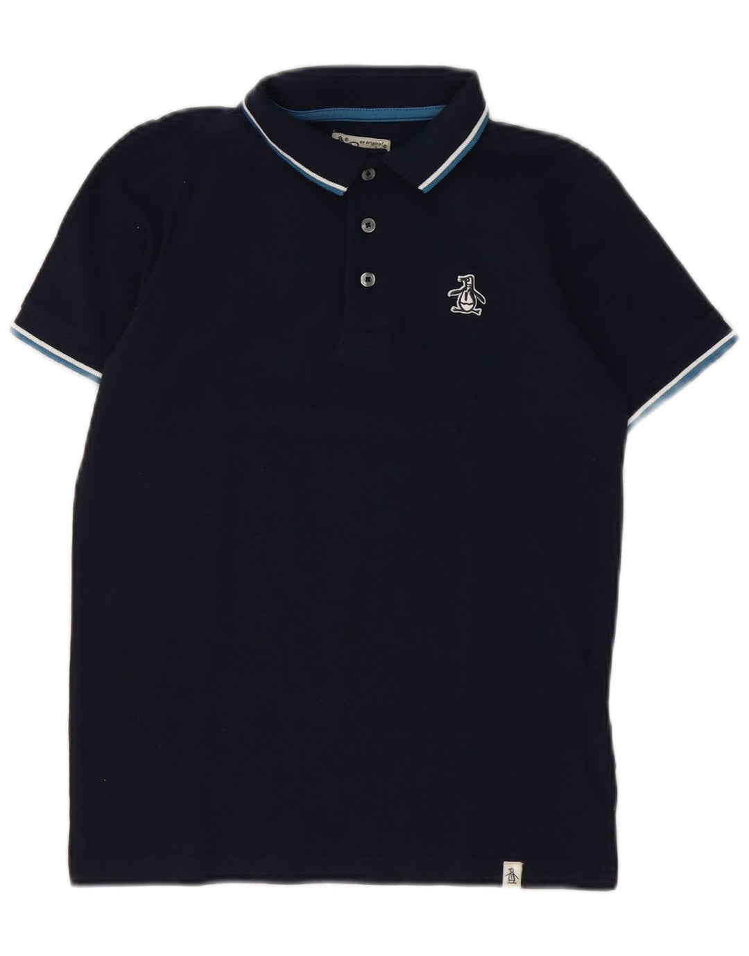PENGUIN Boys Polo Shirt 9-10 Years Navy Blue Cotton