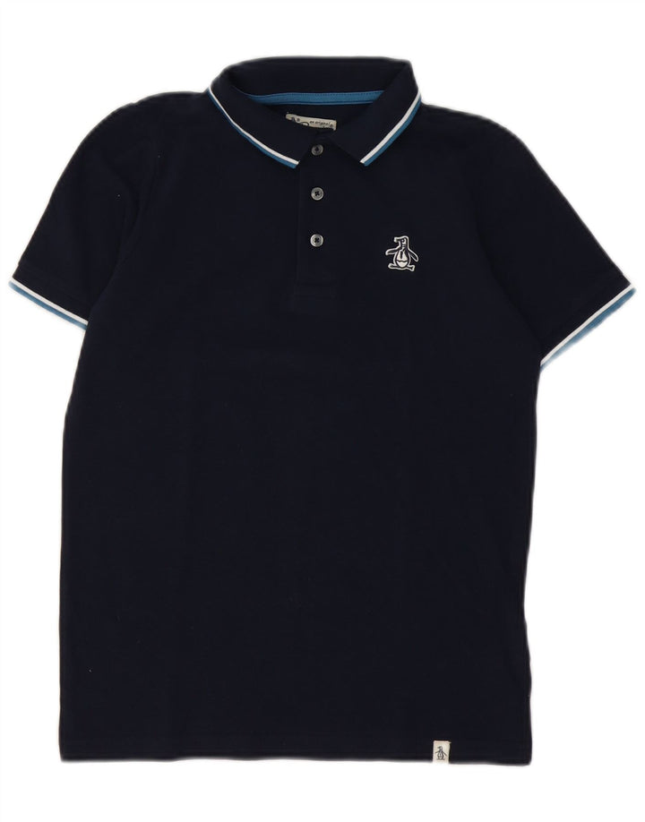 PENGUIN Boys Polo Shirt 9-10 Years Navy Blue Cotton