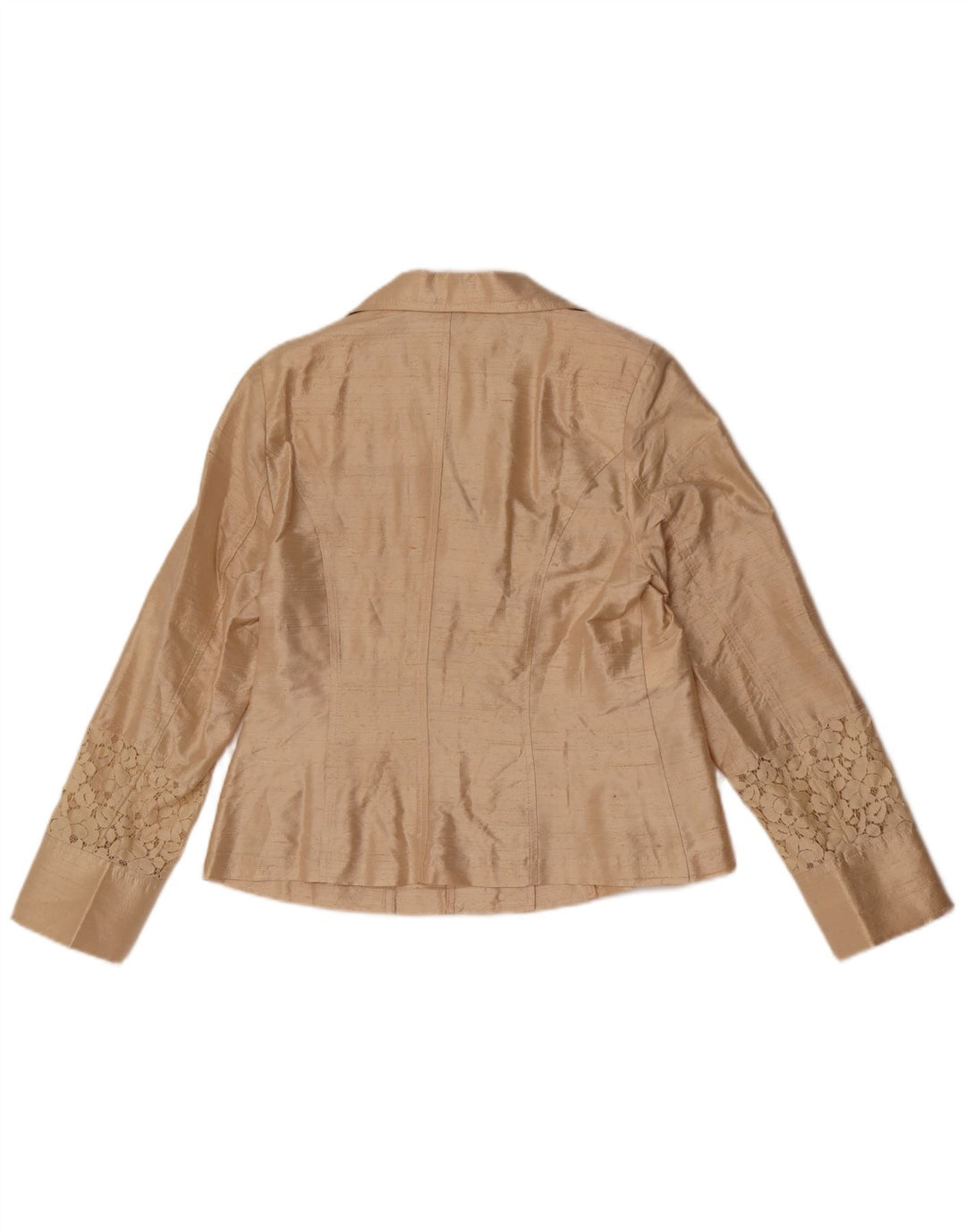 Jachetă vintage pentru femei cu 3 nasturi IT 44 Mătase Medium Bej