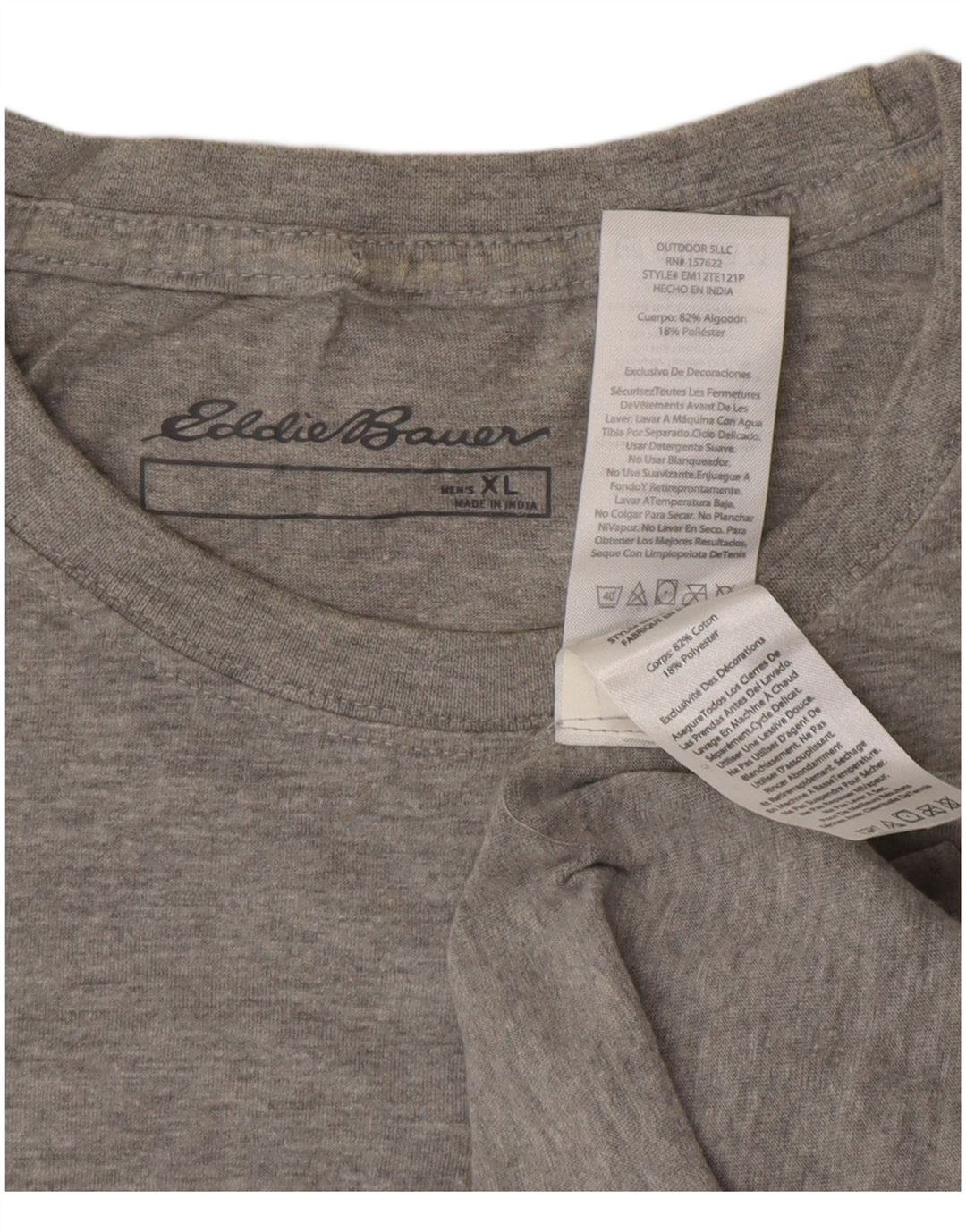 EDDIE BAUER Mens Graphic T-Shirt Top XL Grey Cotton