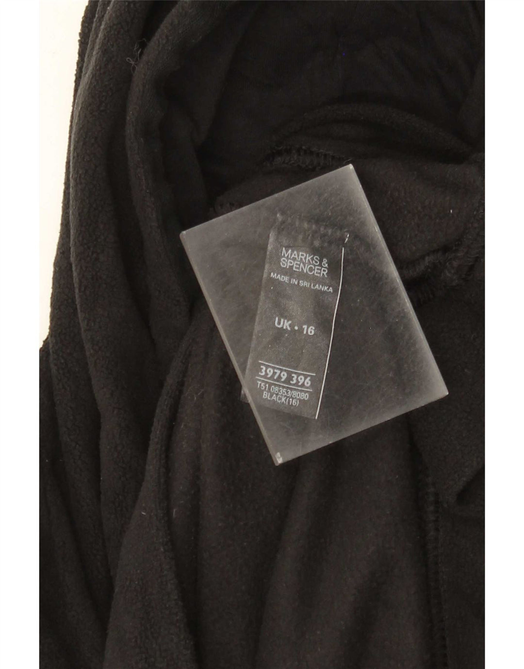 Marks & Spencer Womens Hooded Fleece Jumper UK 16 Large Black Polyester