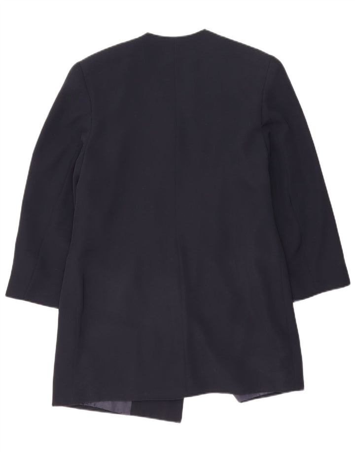 Lybido Womens Double Breasted Coat IT 44 Medium Navy Blue Floral Polyester