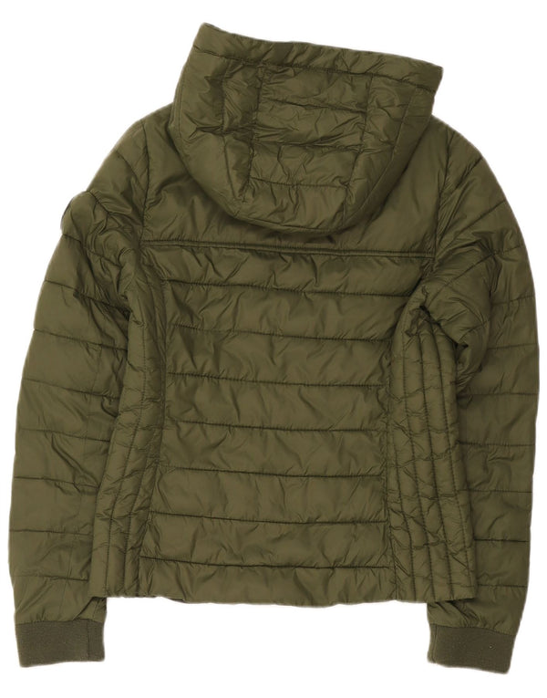 Hollister hættejakke til kvinder UK 10 Small Khaki Nylon