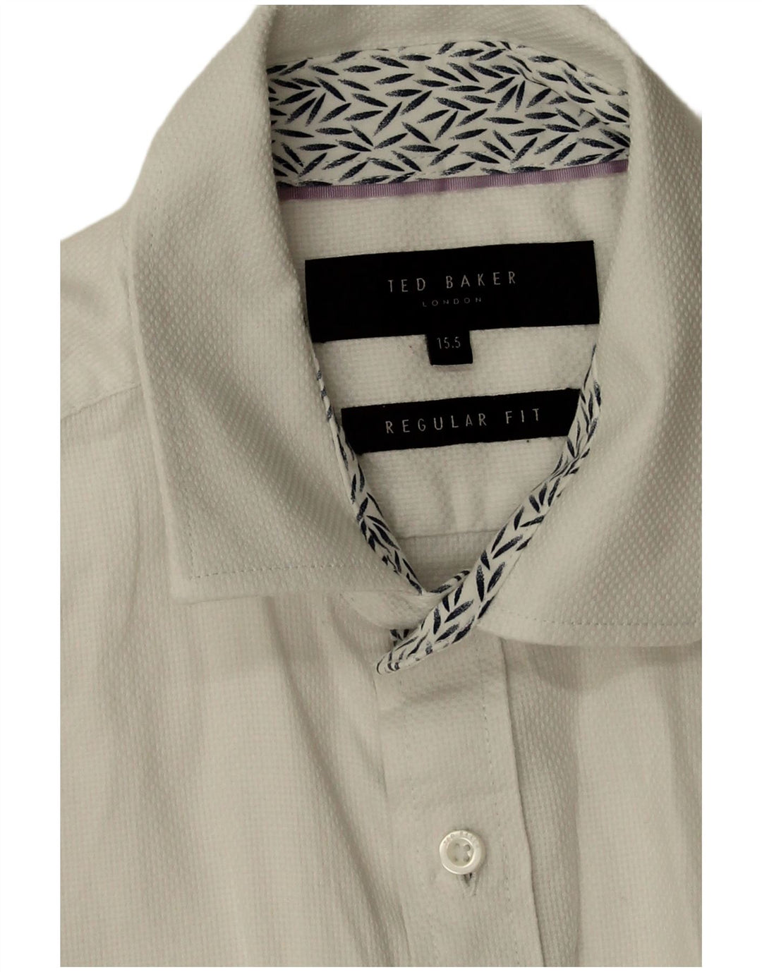 Ted Baker Herre Regular Fit Skjorte Størrelse 15 1/2 Medium Hvid Bomuld