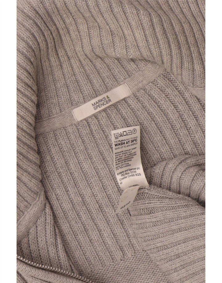 Maglione cardigan da donna Marks & Spencer UK 14 grande cotone grigio