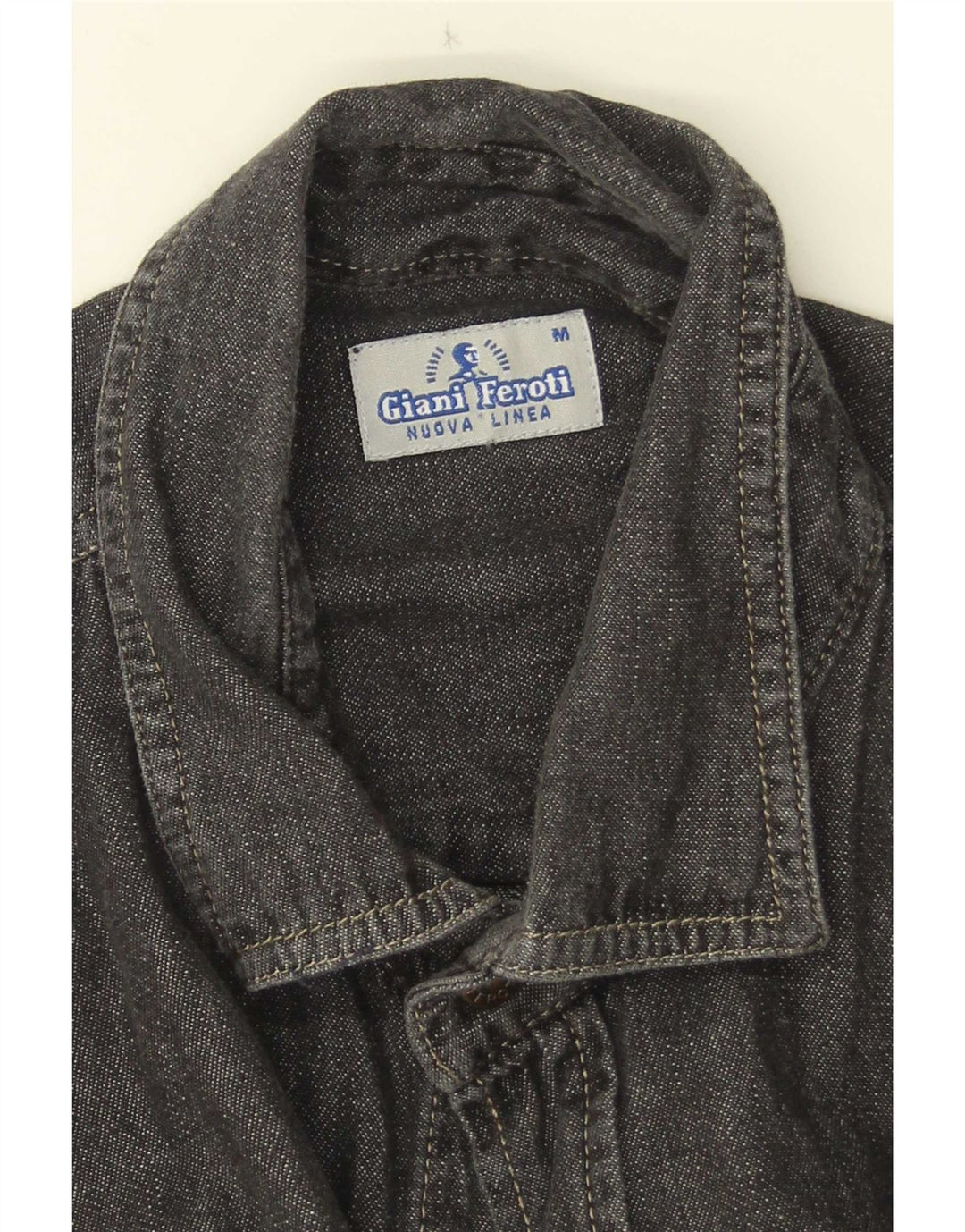 Giani Feroti Camisa Vaquera De Manga Corta Para Hombre Negro Mediano