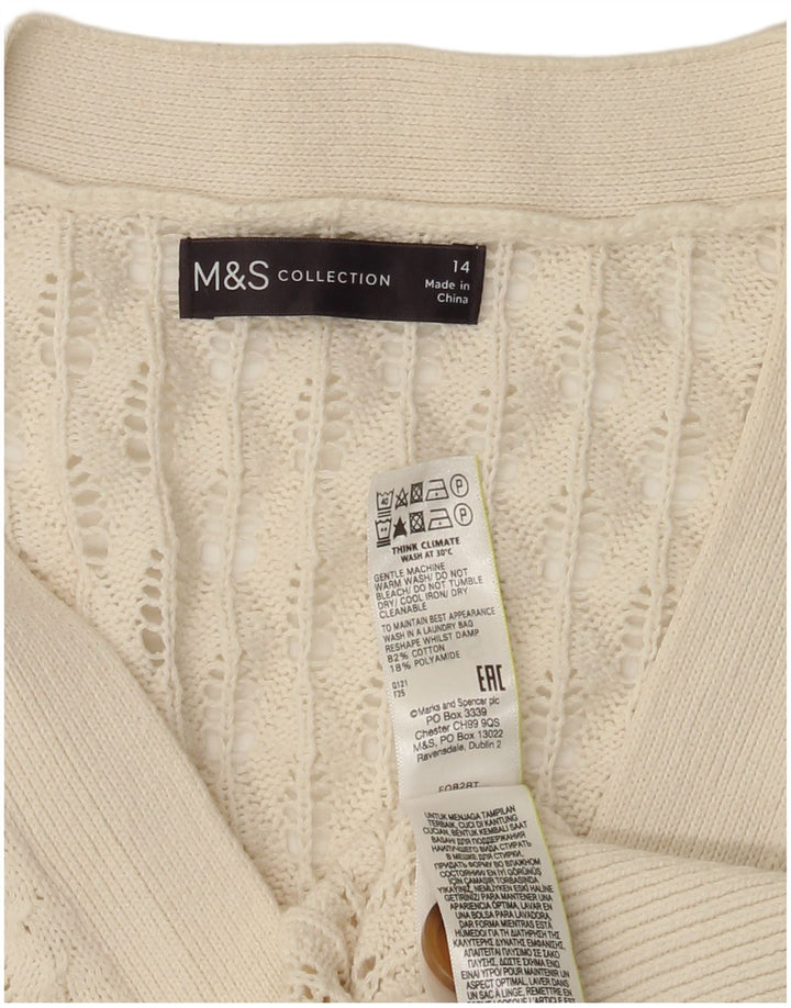 Marks & Spencer Damen-Cardigan-Pullover UK 14 Große weiße Baumwolle