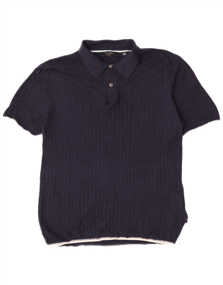 Ted Baker Pull à col polo pour homme Taille 3 Bleu marine moyen