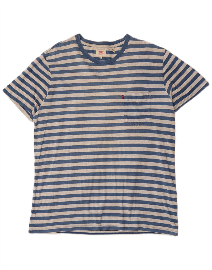 Levi's Herren T-Shirt Top XL blau gestreift aus Baumwolle