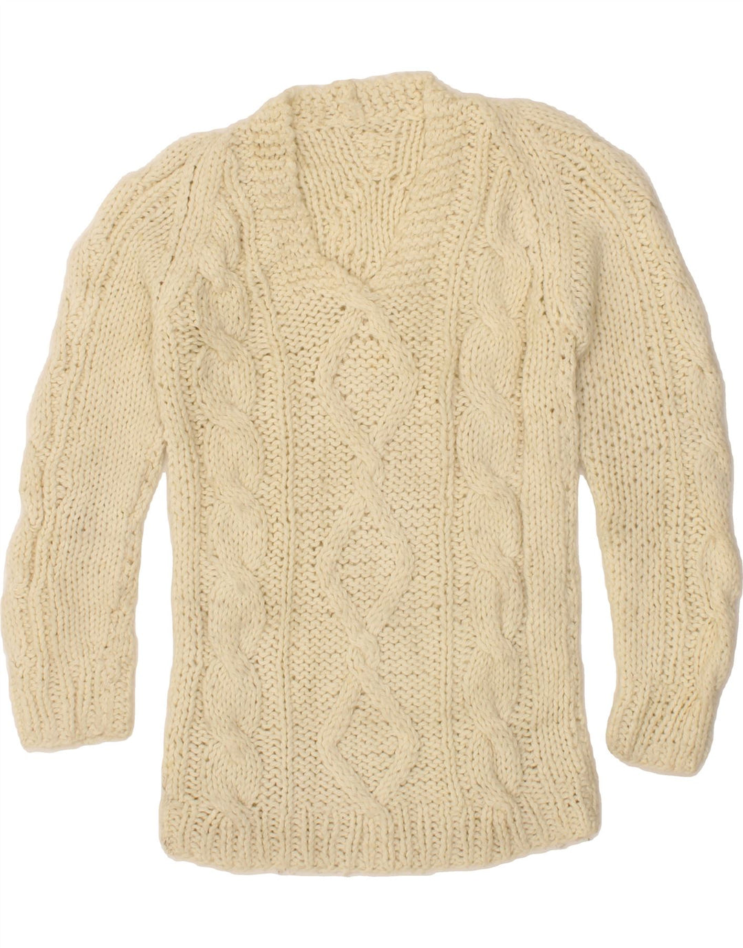VINTAGE Womens V-Neck Jumper Sweater UK 18 XL Off White Vintage Vintage and Second-Hand Vintage from Messina Hembry 
