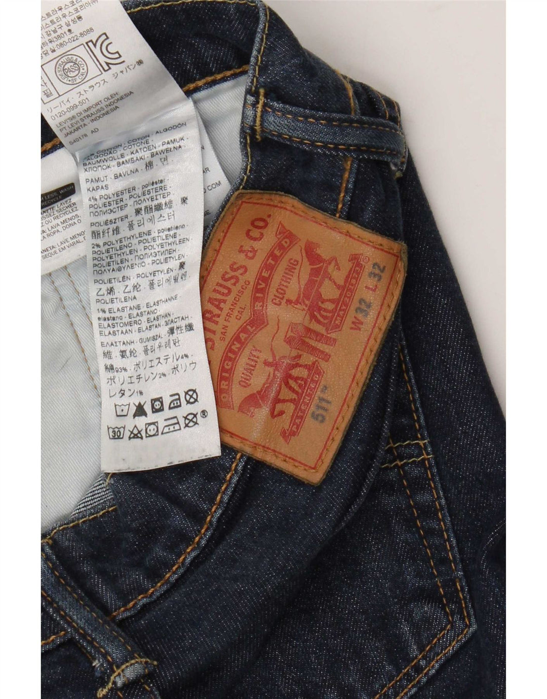 Levi's Mens 511 Slim Jeans W32 L32 Navy Blue Cotton