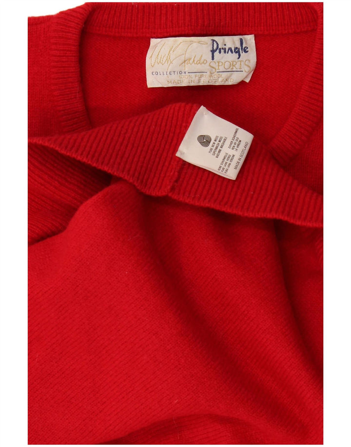 Pringle Mens Graphic Crew Neck Jumper Sweater XL Red New Wool