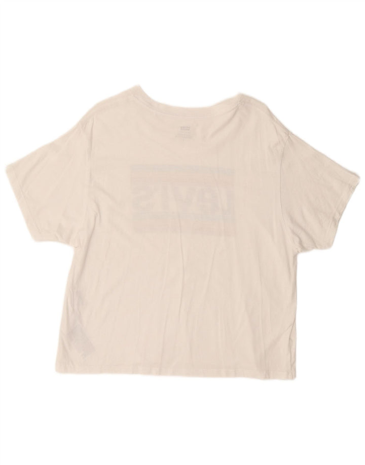 LEVI'S Womens Crop Graphic T-Shirt Top UK 14 Medium White Cotton