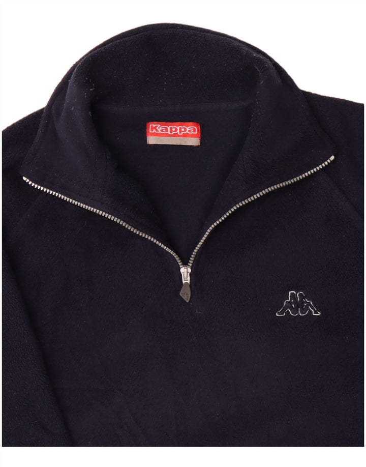 Kappa Herren-Fleecepullover mit Reißverschluss am Hals, groß, marineblaues Polyester