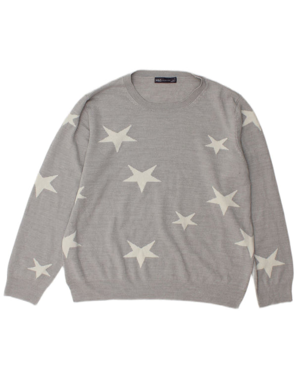 Marks & Spencer Womens Crew Neck Jumper Sweater UK 16 Large Grey