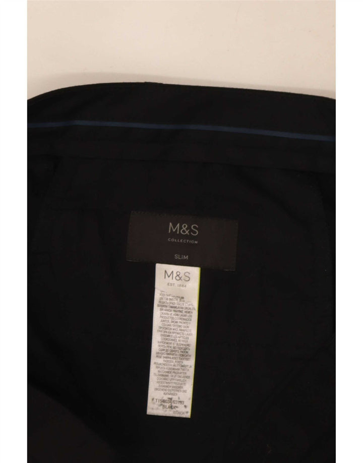 Marks & Spencer Mens Slim Fit Suit Trousers W34 L32 Black