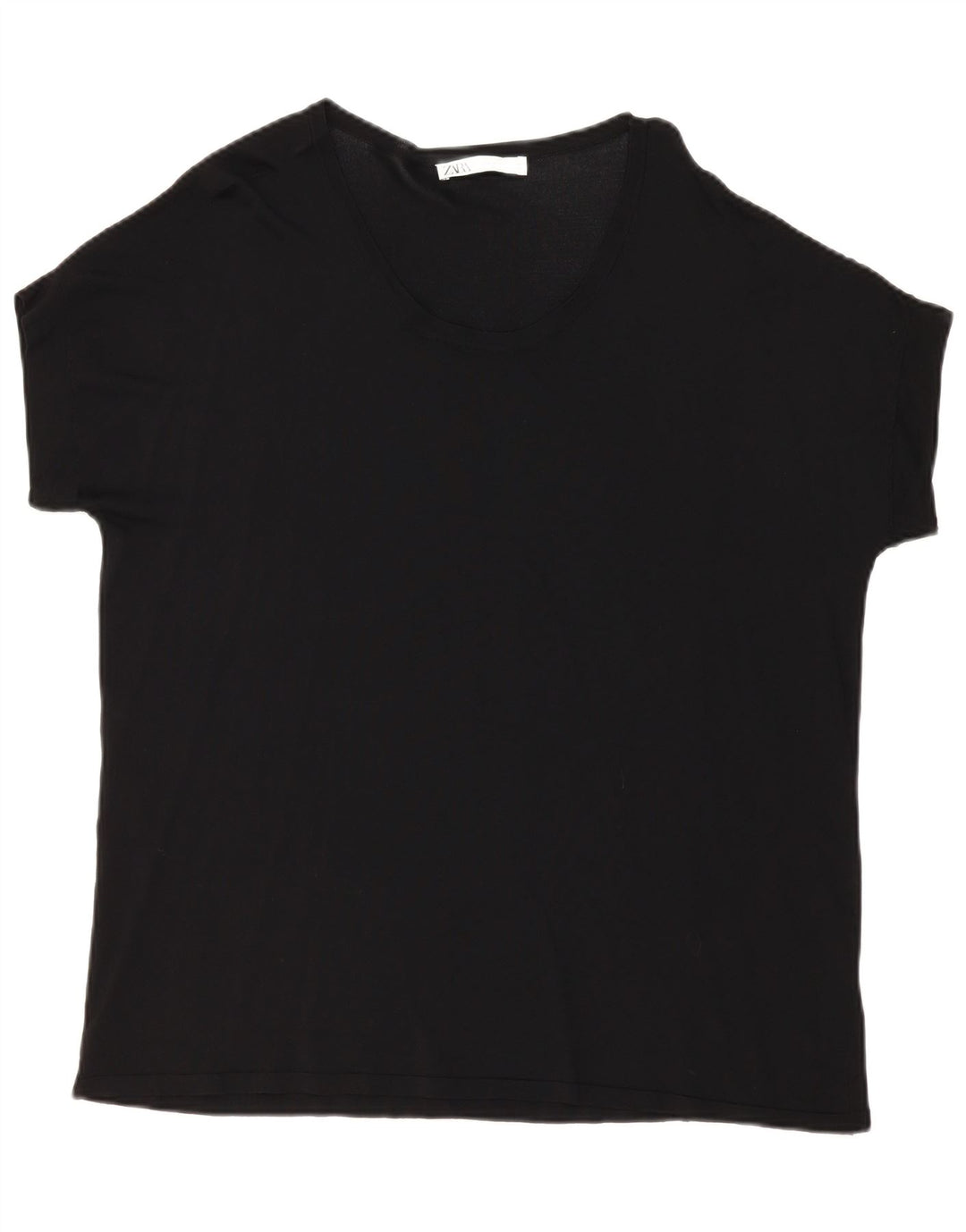 ZARA Womens Oversized T-Shirt Top UK 16 Large Black Viscose