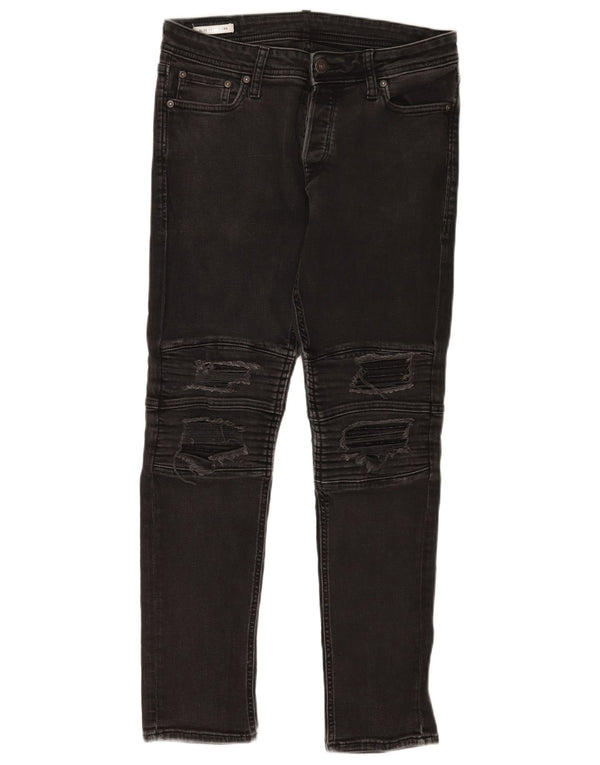 Мужские потертые узкие джинсы GLENN Jack & Jones W30 L30, черный хлопок