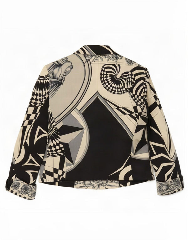 Versus By Gianni Versace Veste blazer graphique pour femme EU 44 Large Beige Des