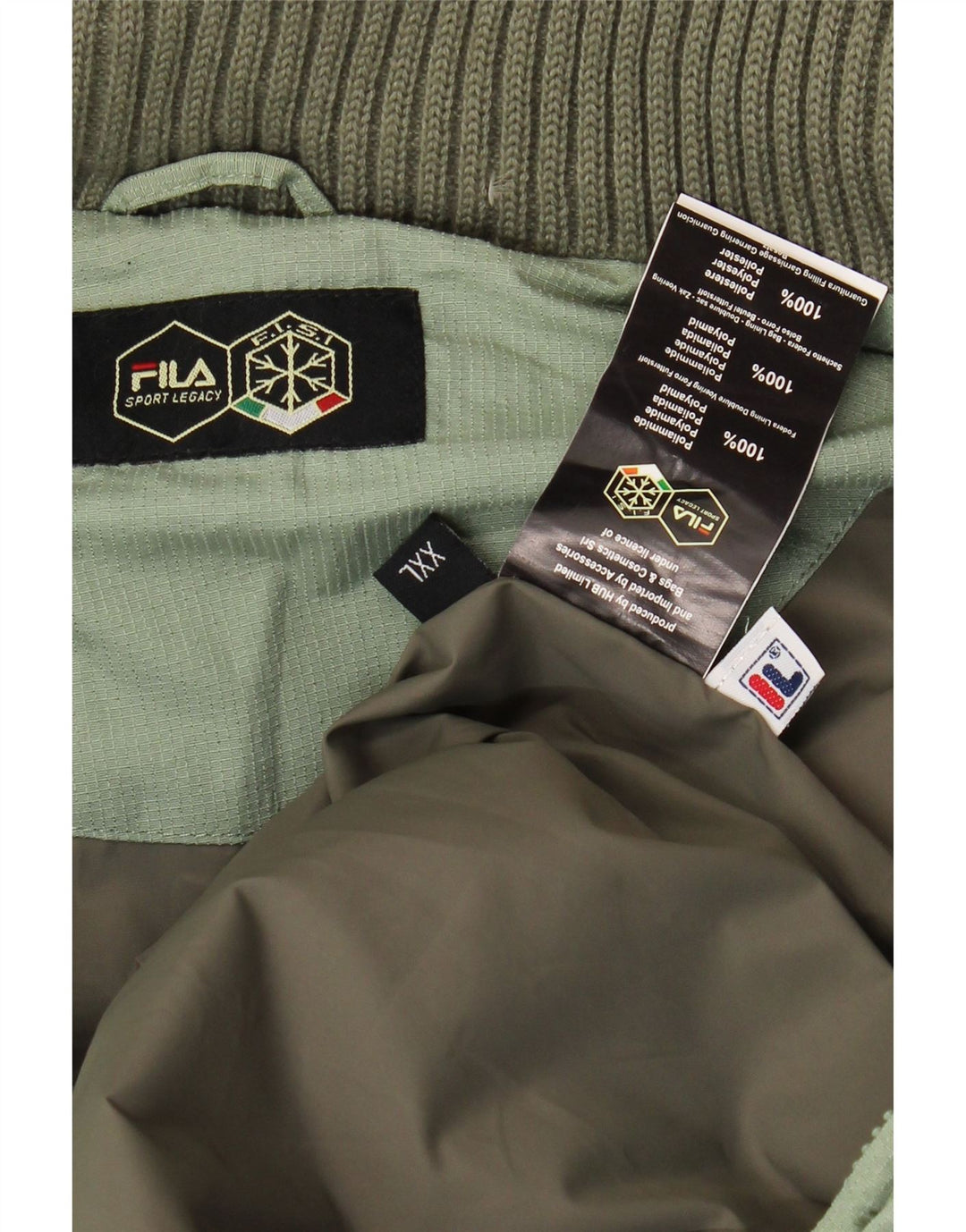 Fila Herre hættepolstret jakke UK 44 2XL Grøn polyamid