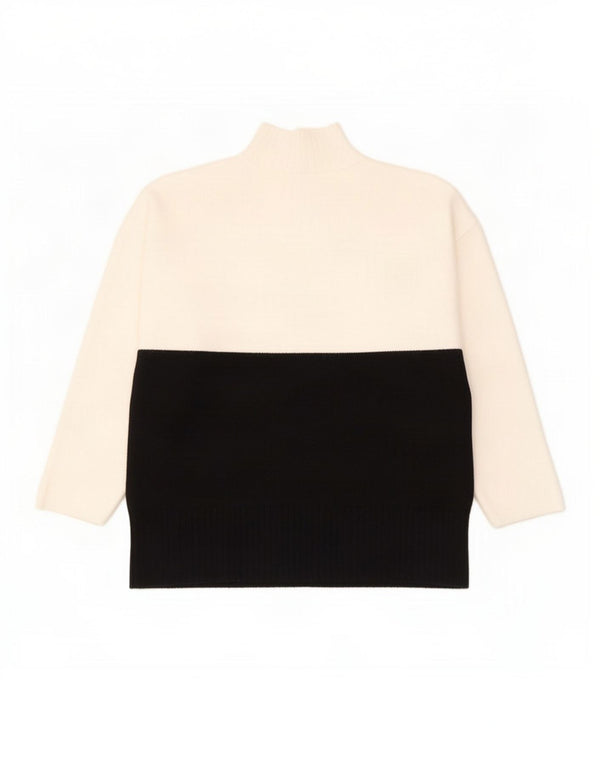 Zara Womens Turtle Neck Jumper Sweater UK 10 Small Black Colourblock