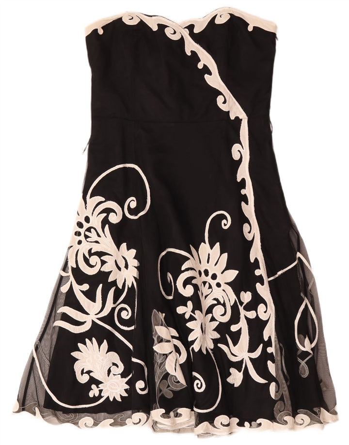 Coast Dame Stropløs Kjole UK 16 Large Black Floral Polyester