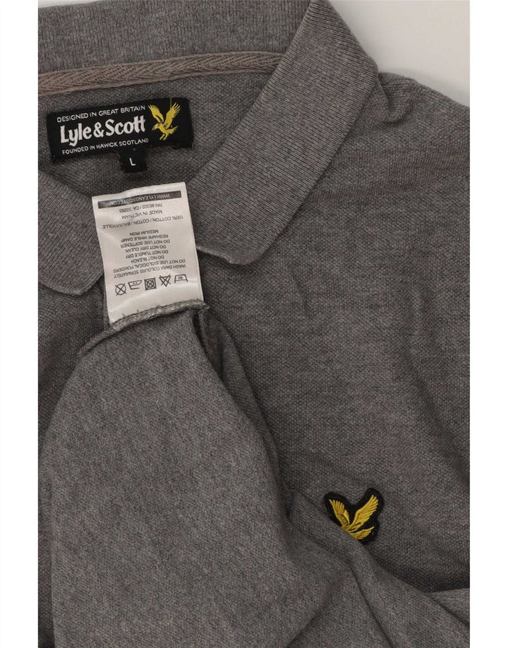 Lyle & Scott Mens Polo Shirt Large Grey Cotton