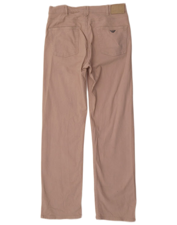 Armani Mens Straight Casual Trousers W34 L33 Beige Cotton