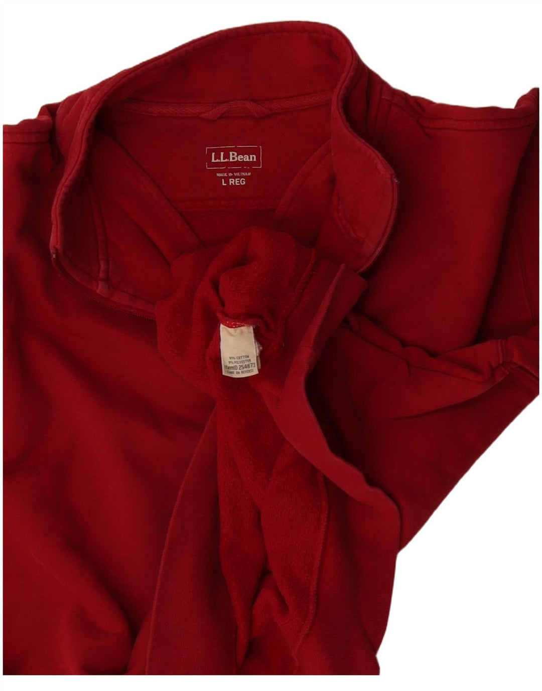 L.L.Bean Mens Zip Neck Sweatshirt Jumper Large Red Cotton