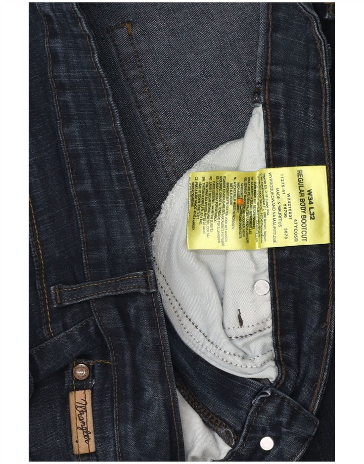 WRANGLER Womens Regular Bootcut Jeans W34 L32 Navy Blue Cotton