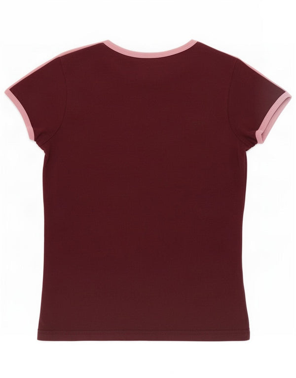 Puma Camiseta gráfica para mujer Top UK 10 Small Borgoña Colorblock