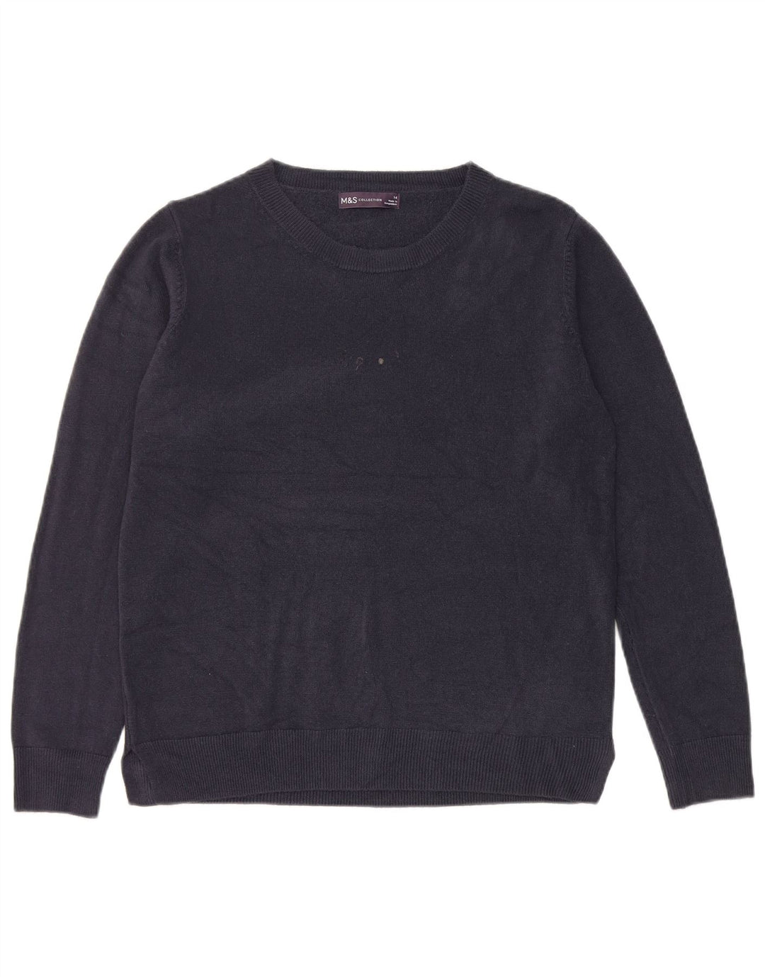Marks & Spencer Womens Boat Neck Jumper Sweater UK 14 Medium Navy Blue