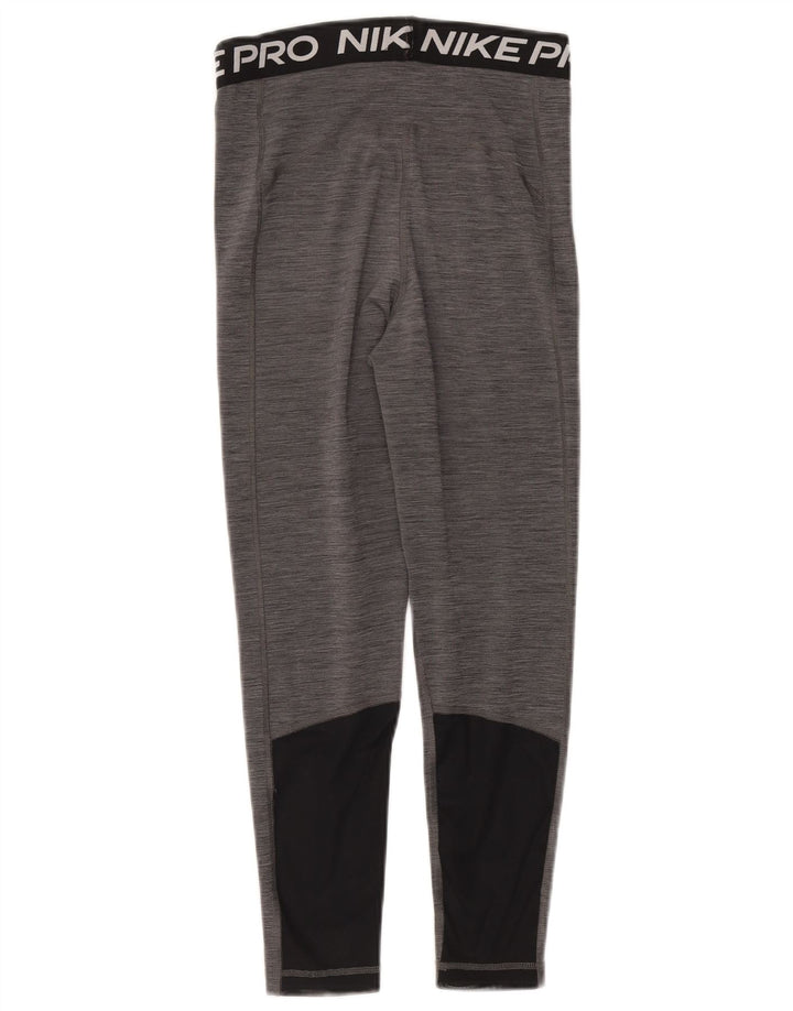 Nike Womens Dri Fit Graphic Leggings UK 10 Small  Grey Flecked Polyester