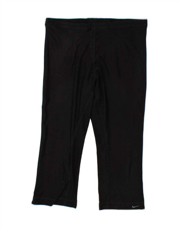 NIKE Womens Capri Leggings UK 8/10 Medium Black Polyester | Vintage Nike | Thrift | Second-Hand Nike | Used Clothing | Messina Hembry 