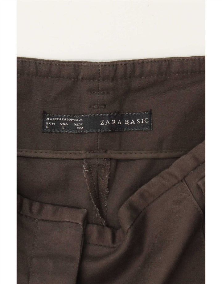 Zara Womens Pegged Chino Trousers Large W34 L27 Brown