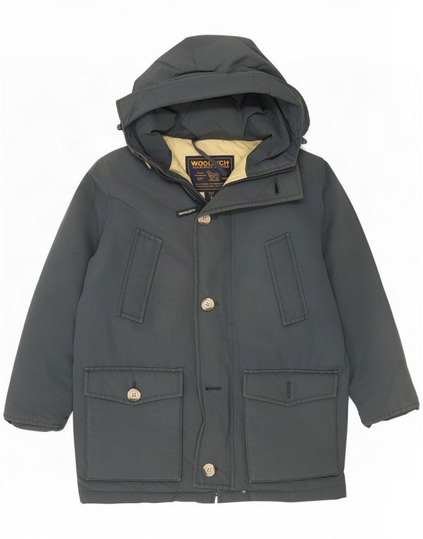 Woolrich hættepolstret frakke til drenge 7-8 år Grå nylon
