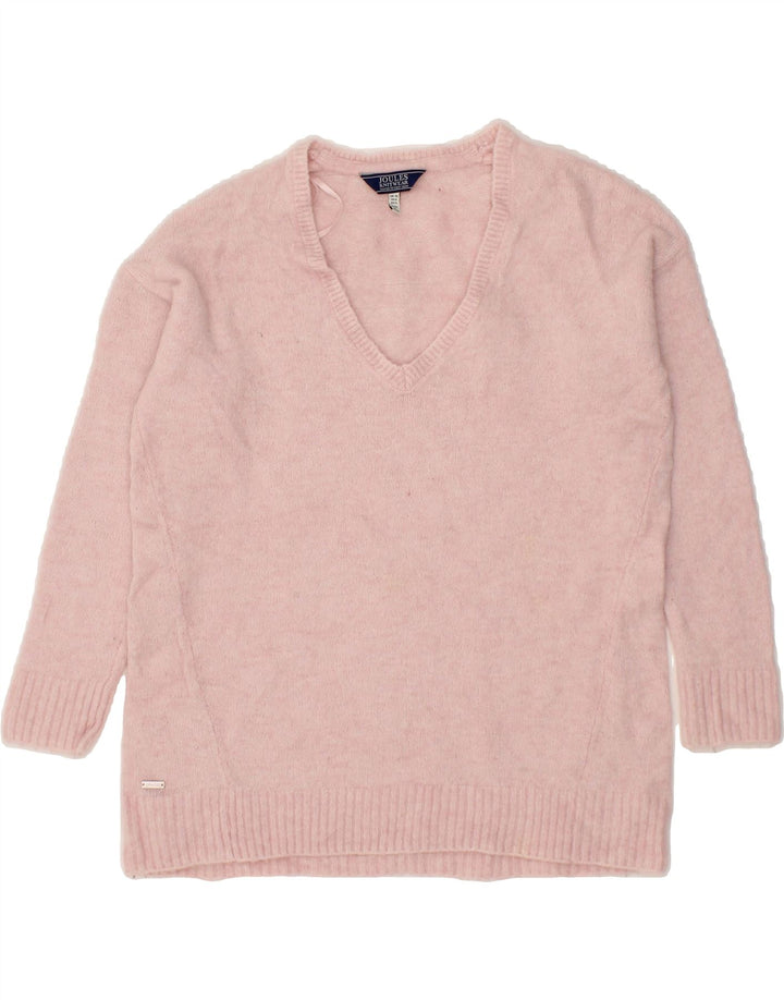 JOULES Womens V-Neck Jumper Sweater UK 10 Small Pink Polyamide Vintage Joules and Second-Hand Joules from Messina Hembry 