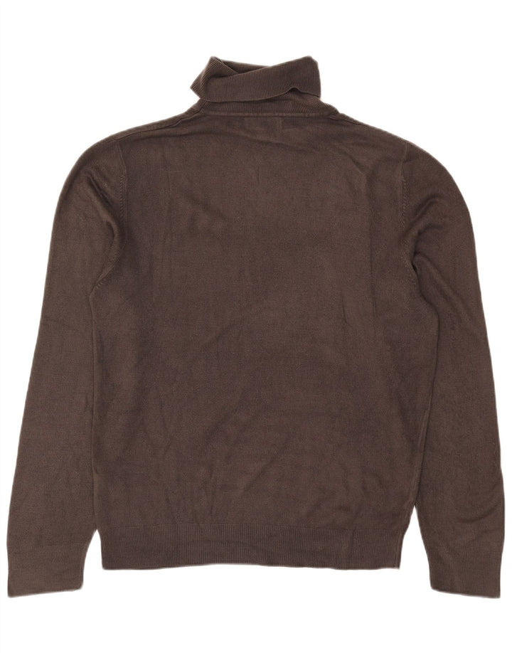 Maglione maglione da uomo Marks & Spencer a collo alto in acrilico grigio medio